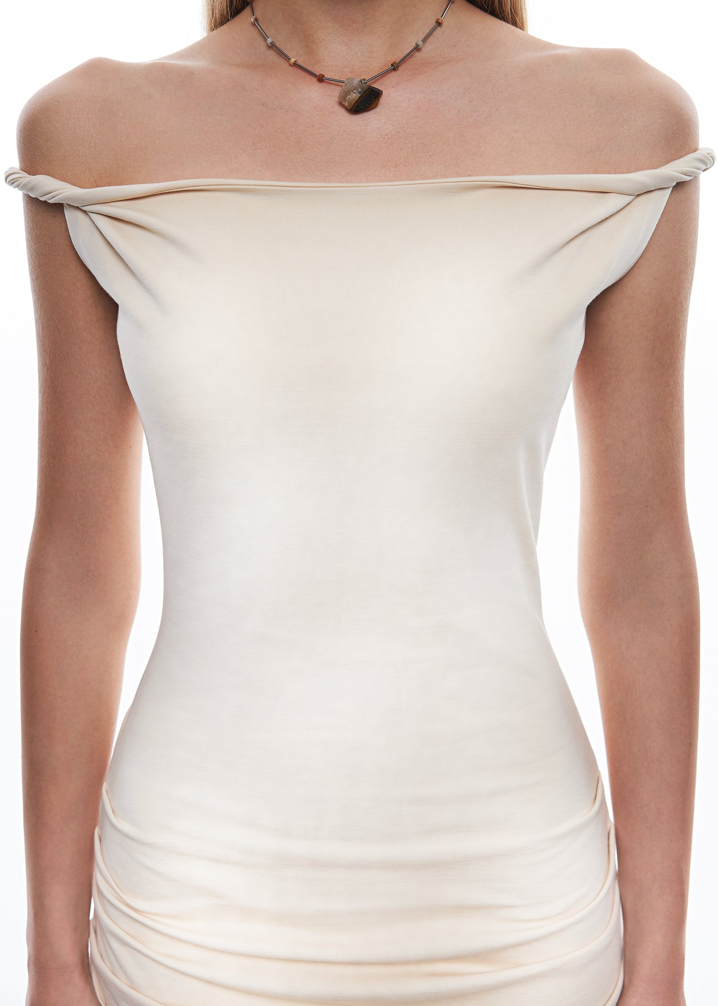 WAVY Chocolate Off-Shoulder Dress