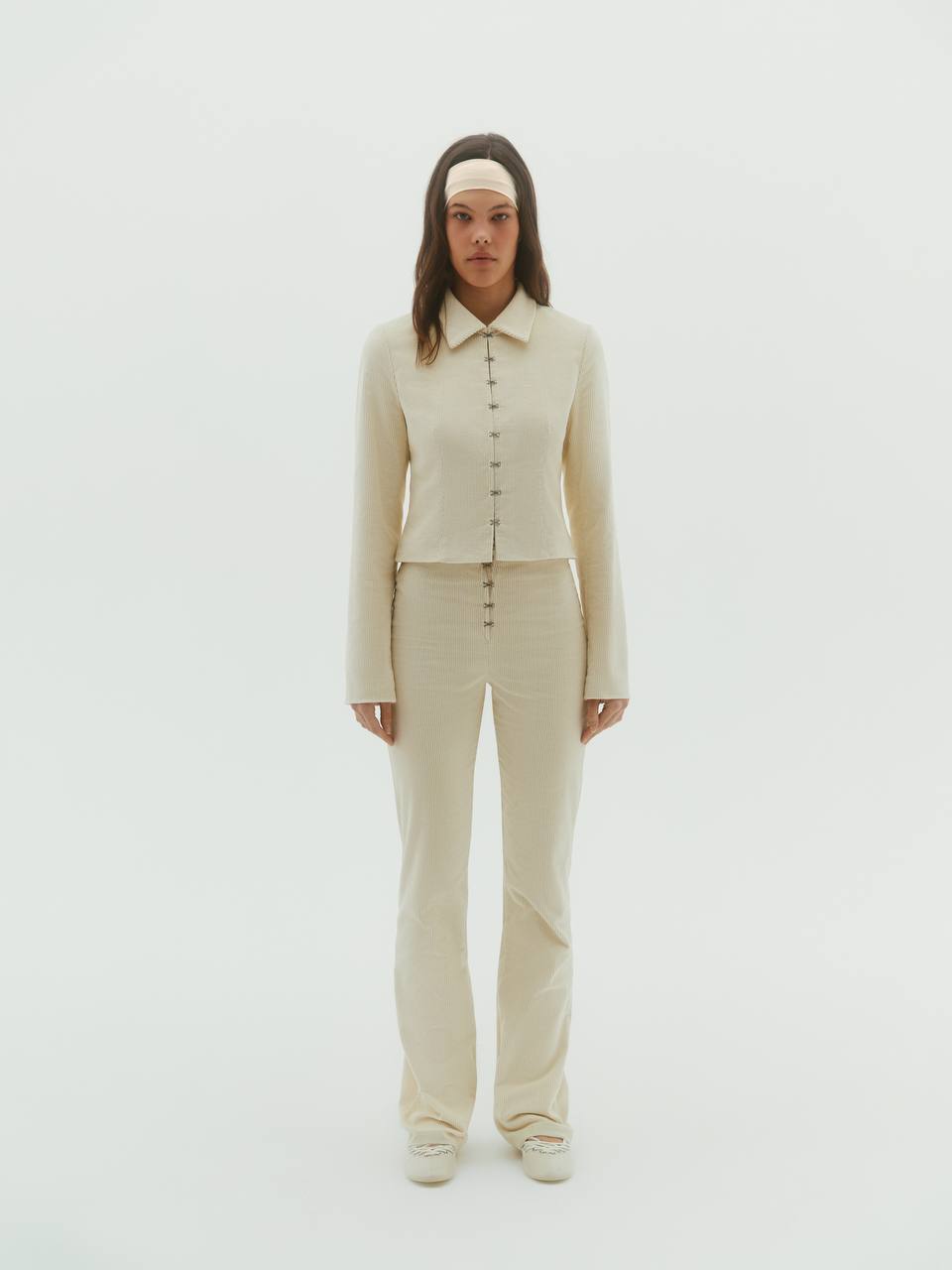 Velvet-Finish Fitted Jacket