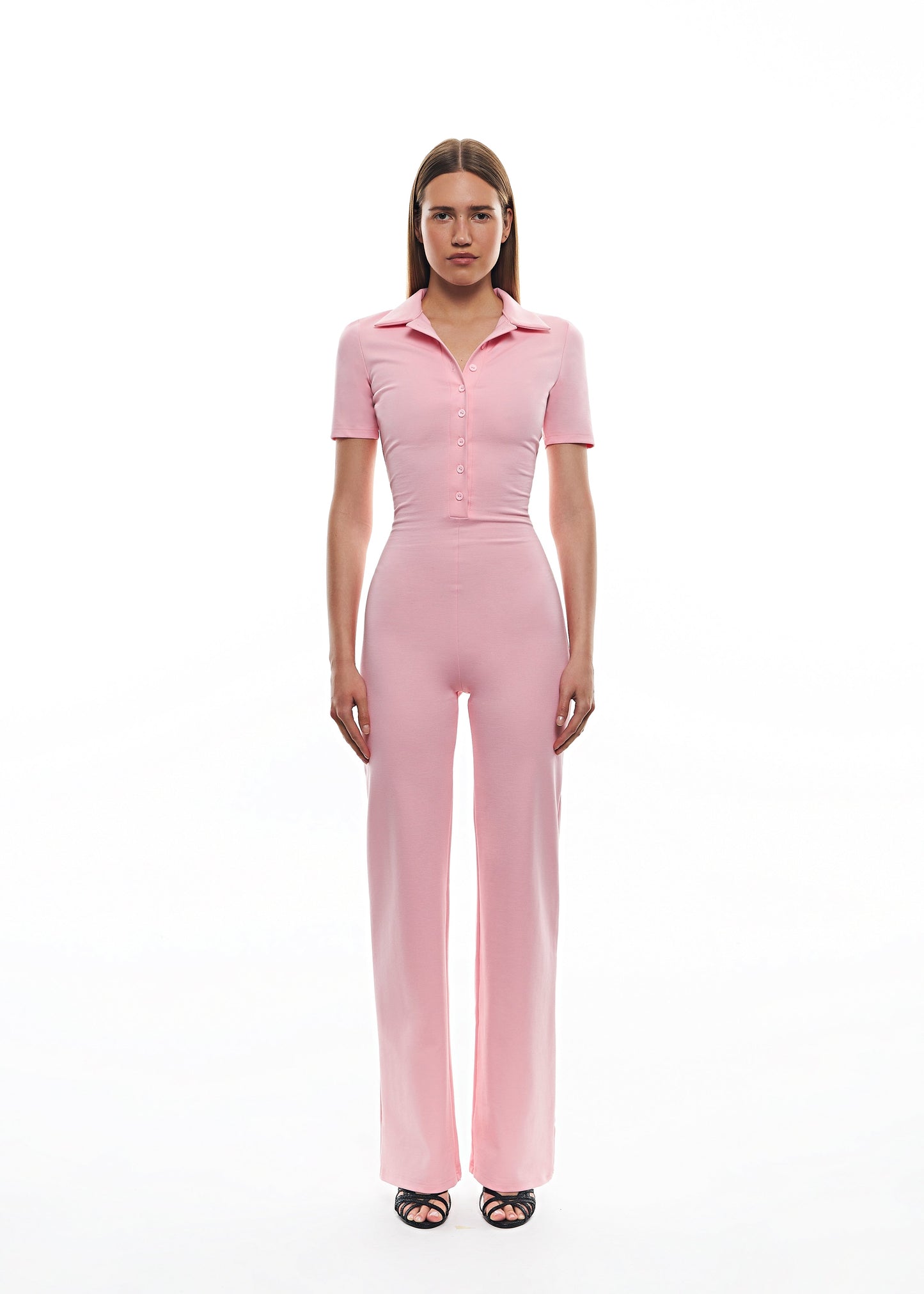 Classic Black Short-Sleeve Jumpsuit