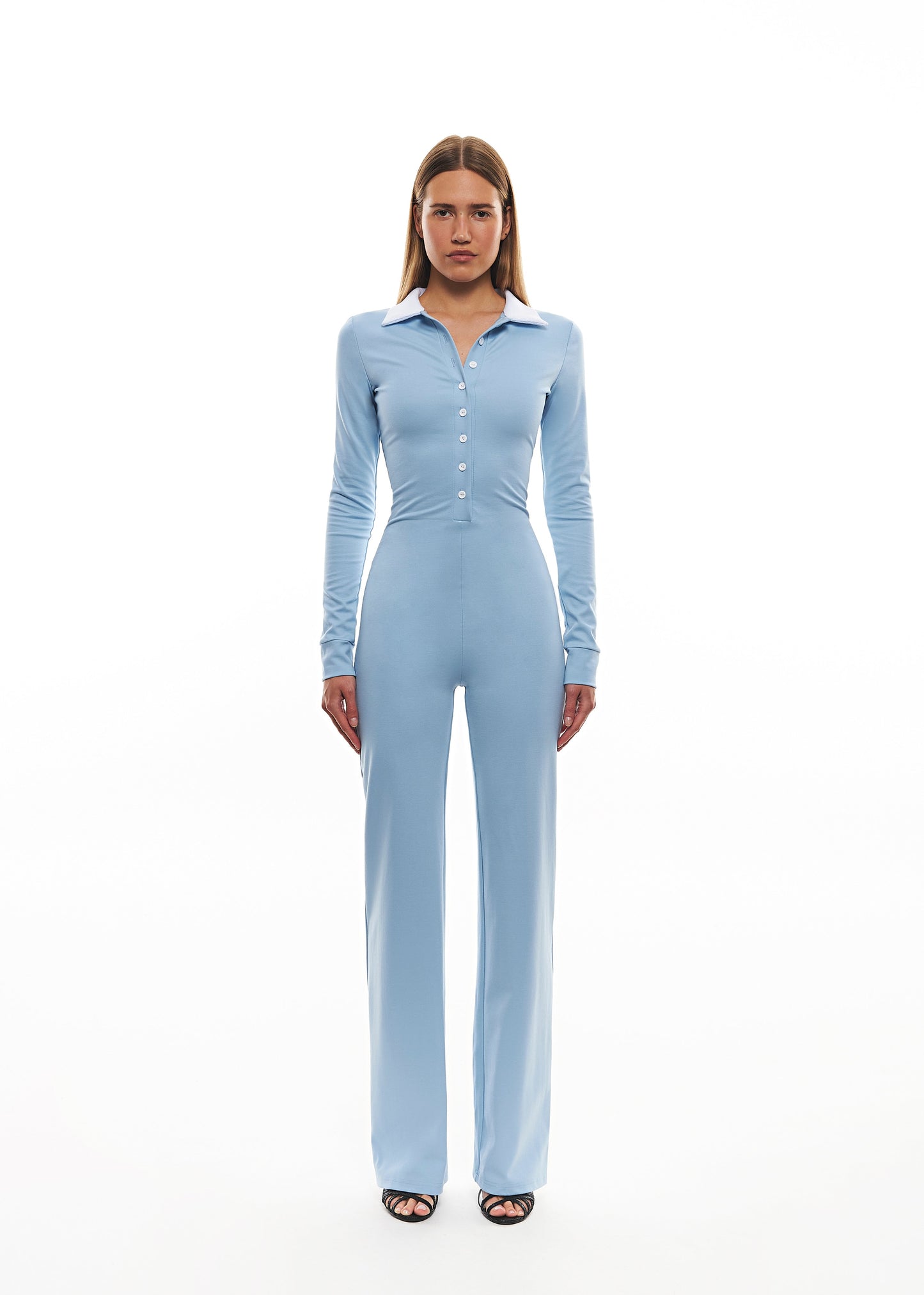 LILY Navy Jumpsuit with White Collar